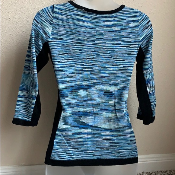 The Limited Blue Stripe/Lace 3/4 Sweater - Picture 3 of 5